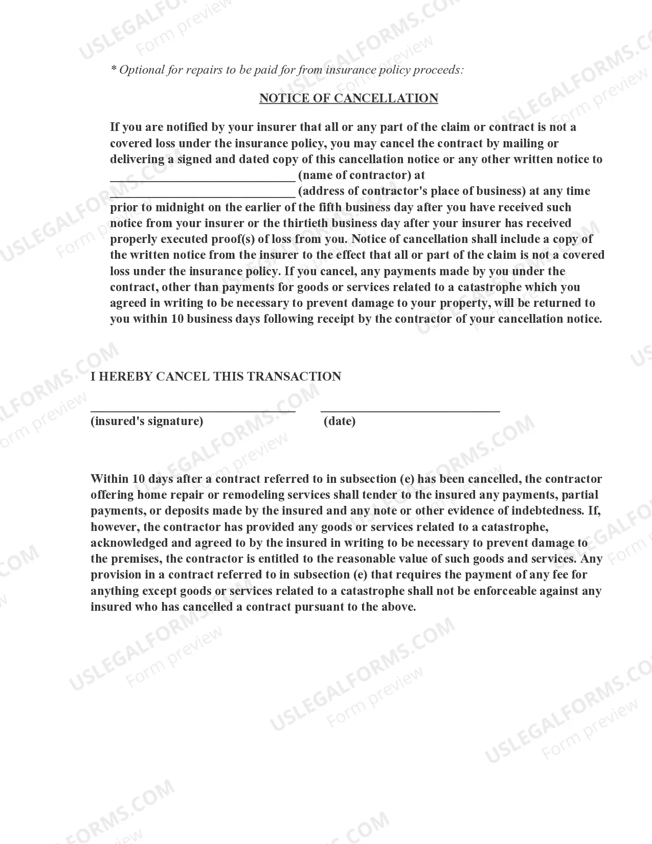 Preview HVAC Contract for Contractor