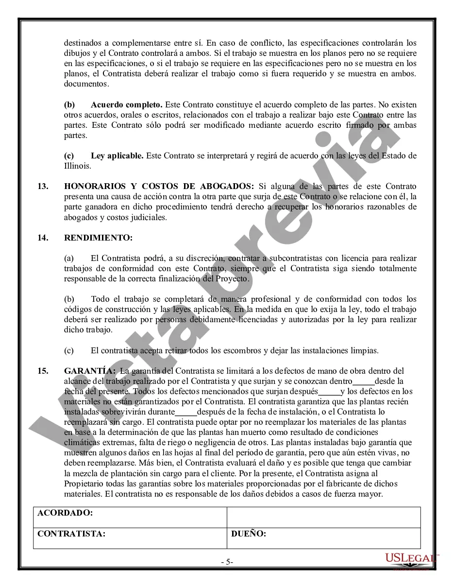 Preview Contrato de paisajismo para contratista