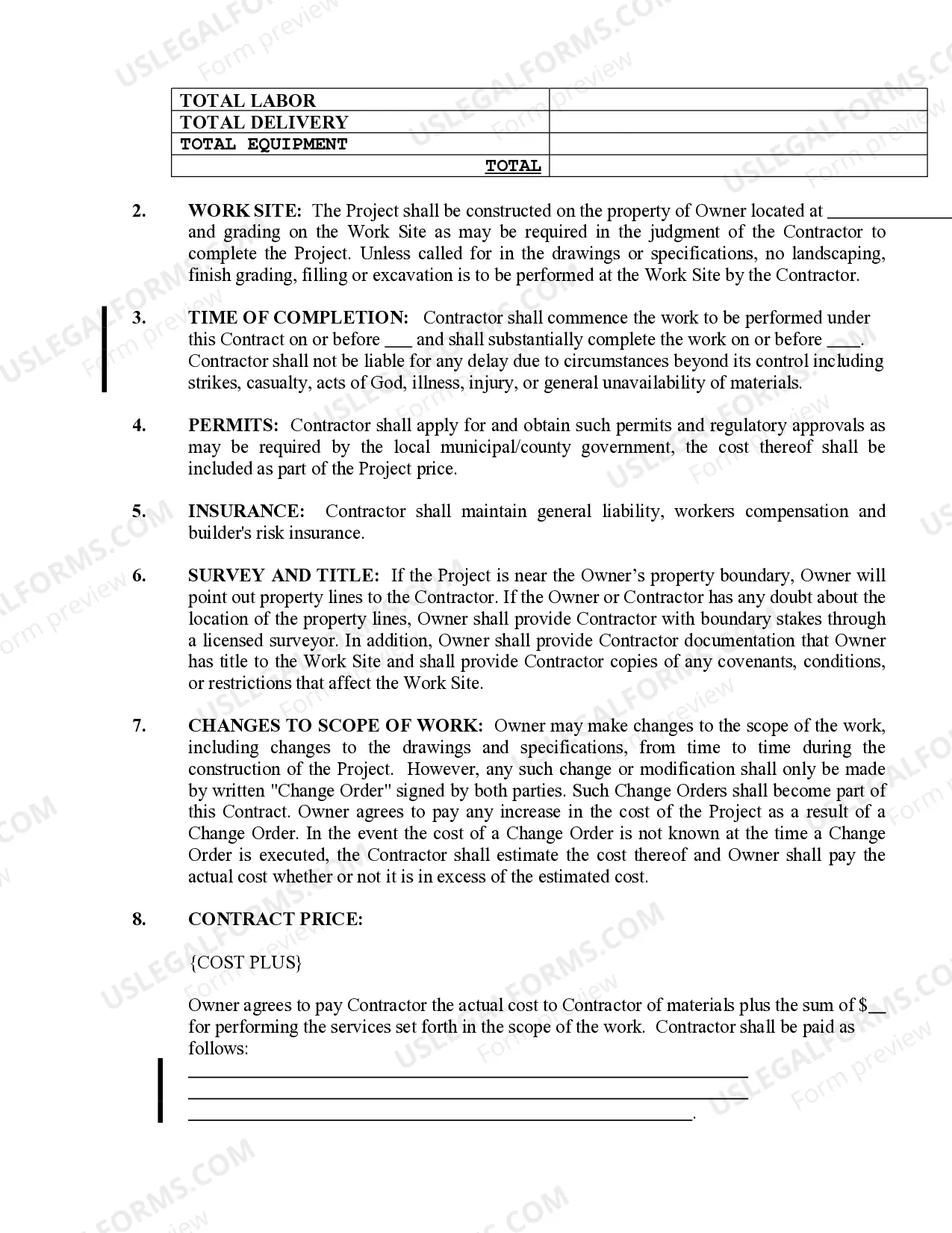 Preview Landscape Contract for Contractor