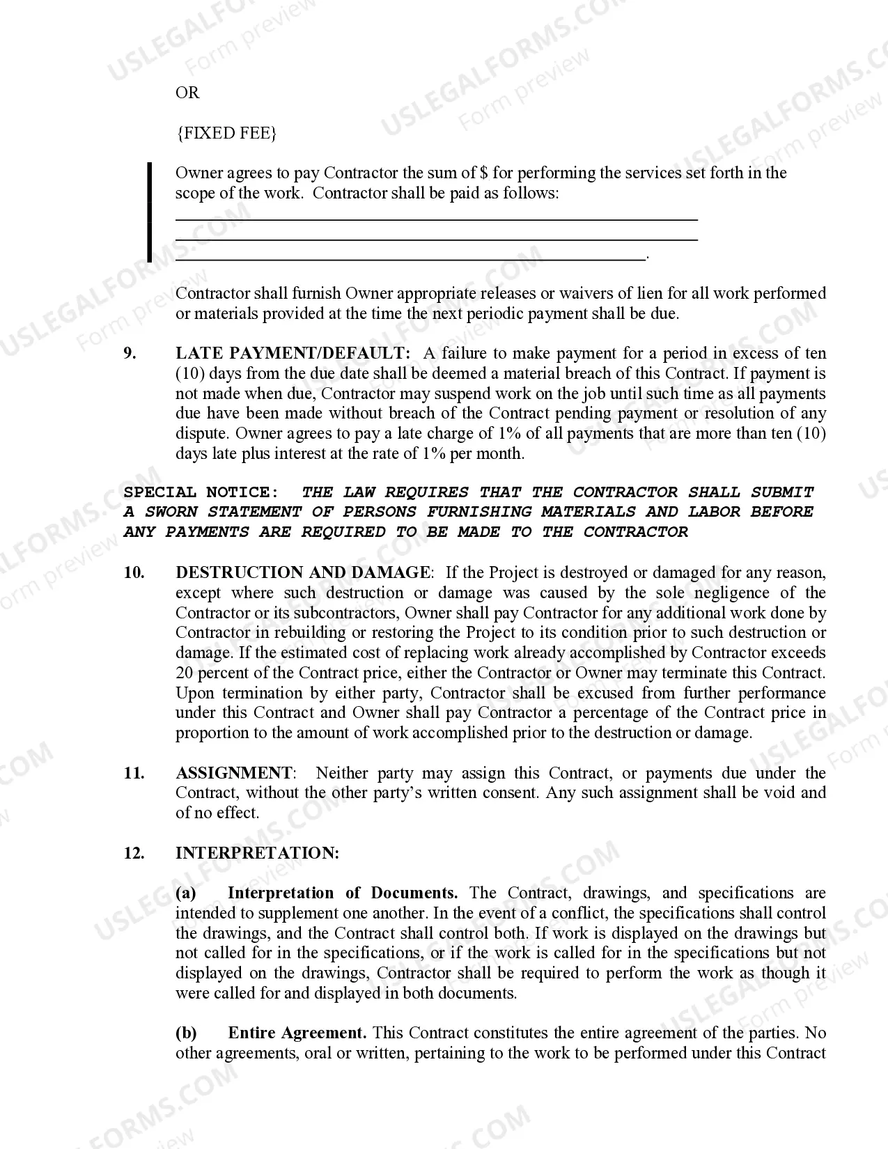 Preview Landscape Contract for Contractor