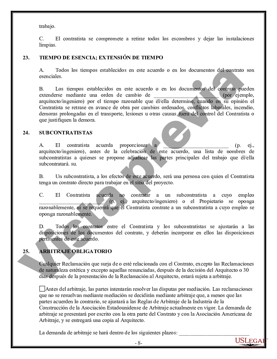 Illinois Contrato Comercial Para Contratista Us Legal Forms 9798