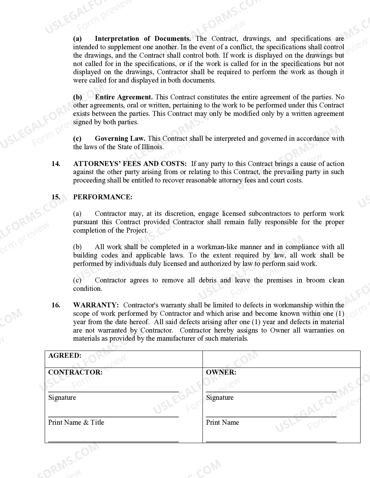 Preview Renovation Contract for Contractor