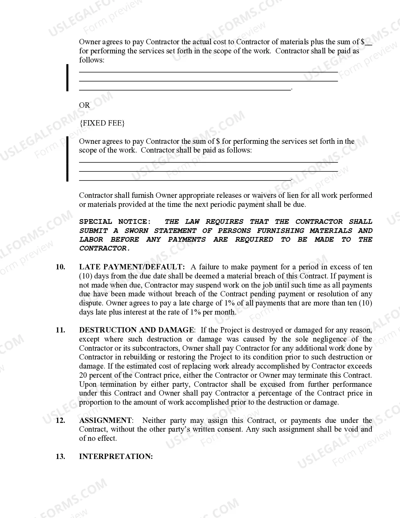 Preview Concrete Mason Contract for Contractor