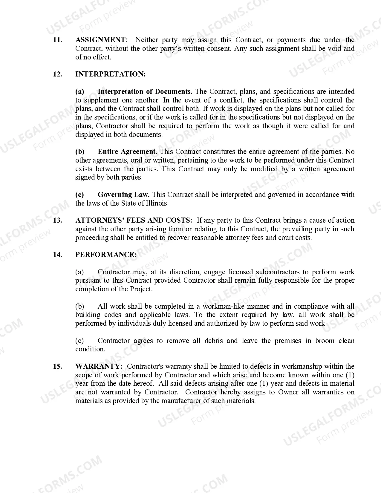 Preview Security Contract for Contractor