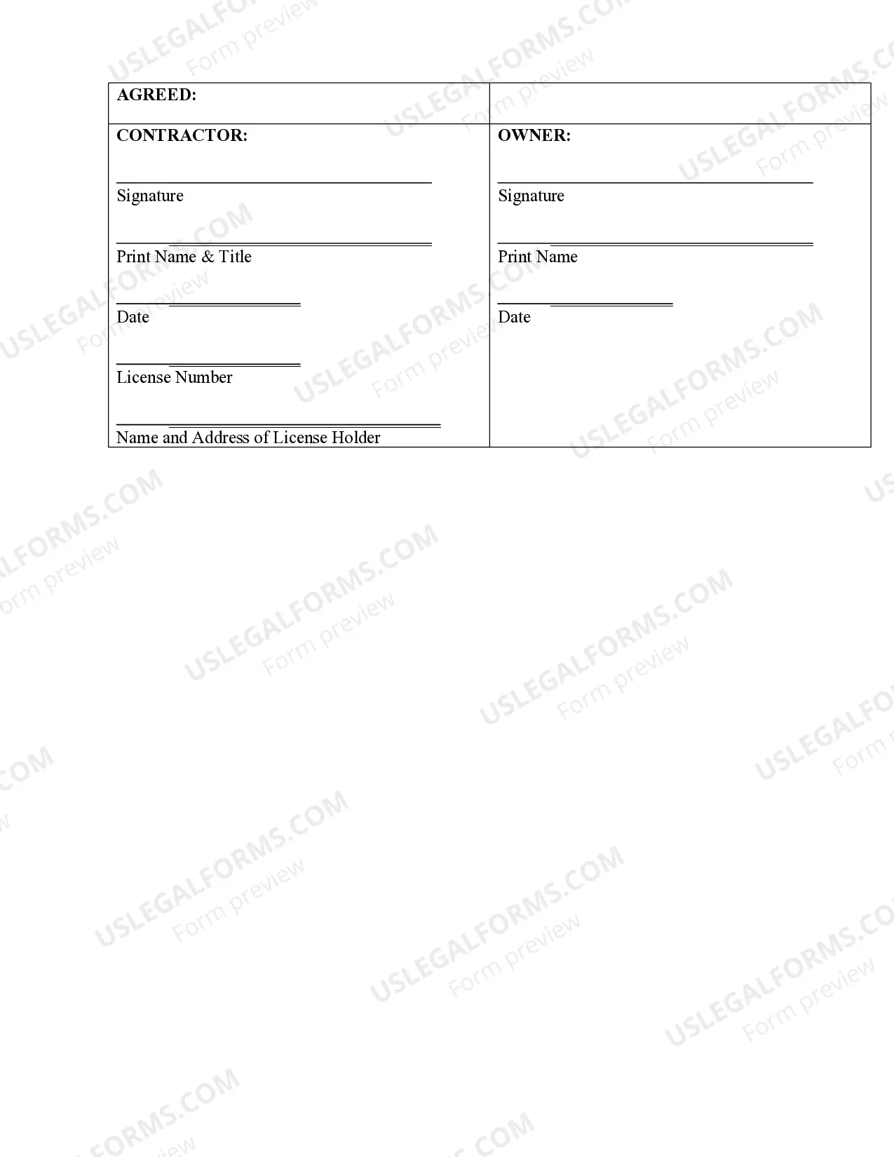 Preview Security Contract for Contractor