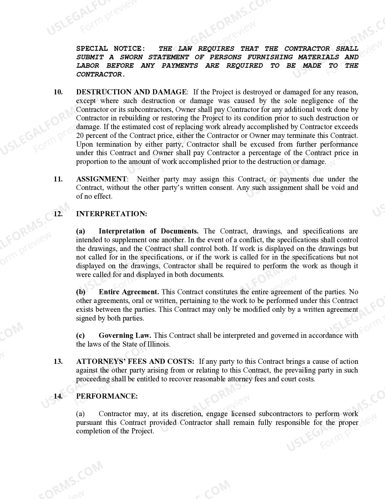 Preview Insulation Contract for Contractor