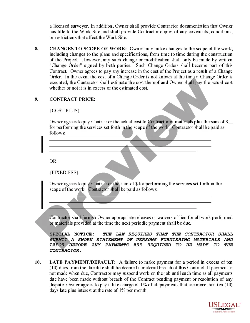 Preview Paving Contract for Contractor