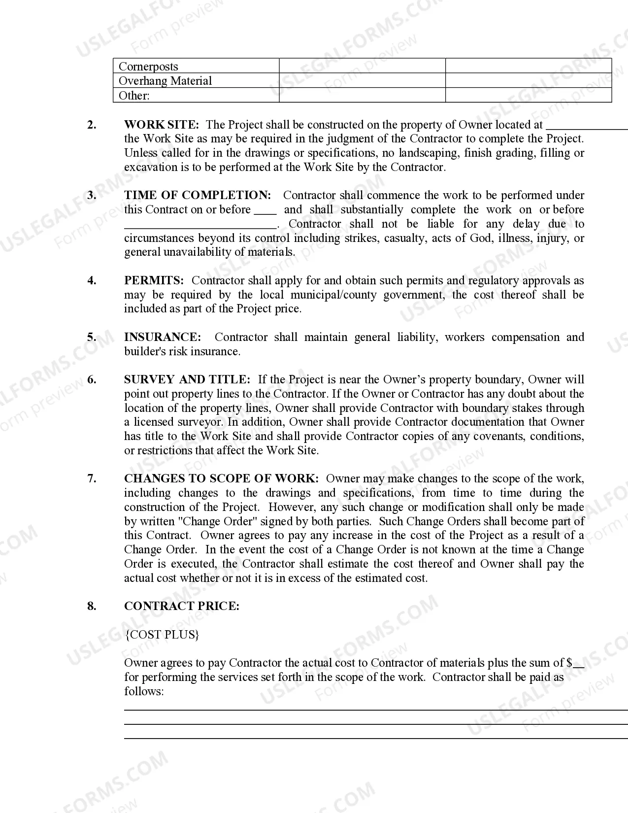 Preview Siding Contract for Contractor