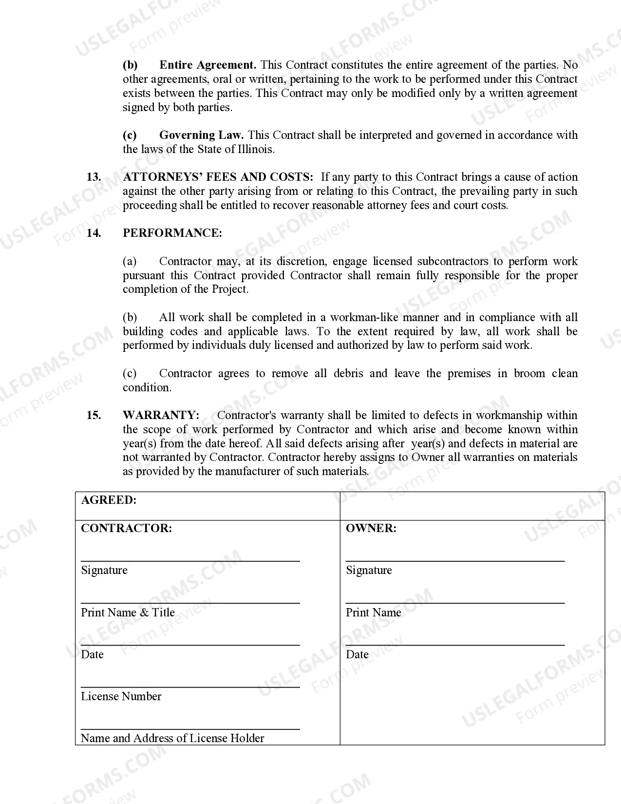 Preview Siding Contract for Contractor