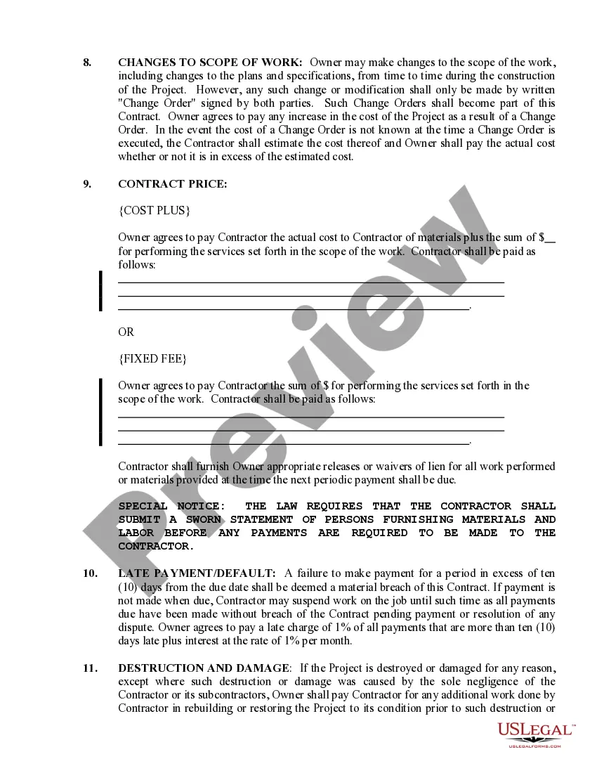 Preview Drainage Contract for Contractor