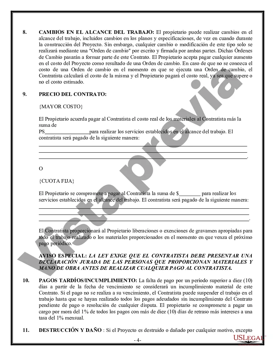Preview Contrato de plomería para contratista