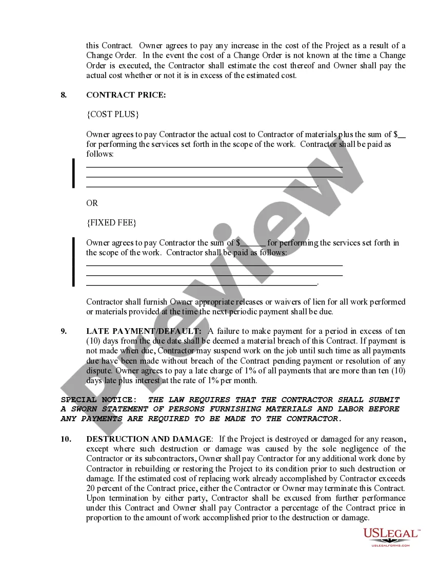 Preview Roofing Contract for Contractor