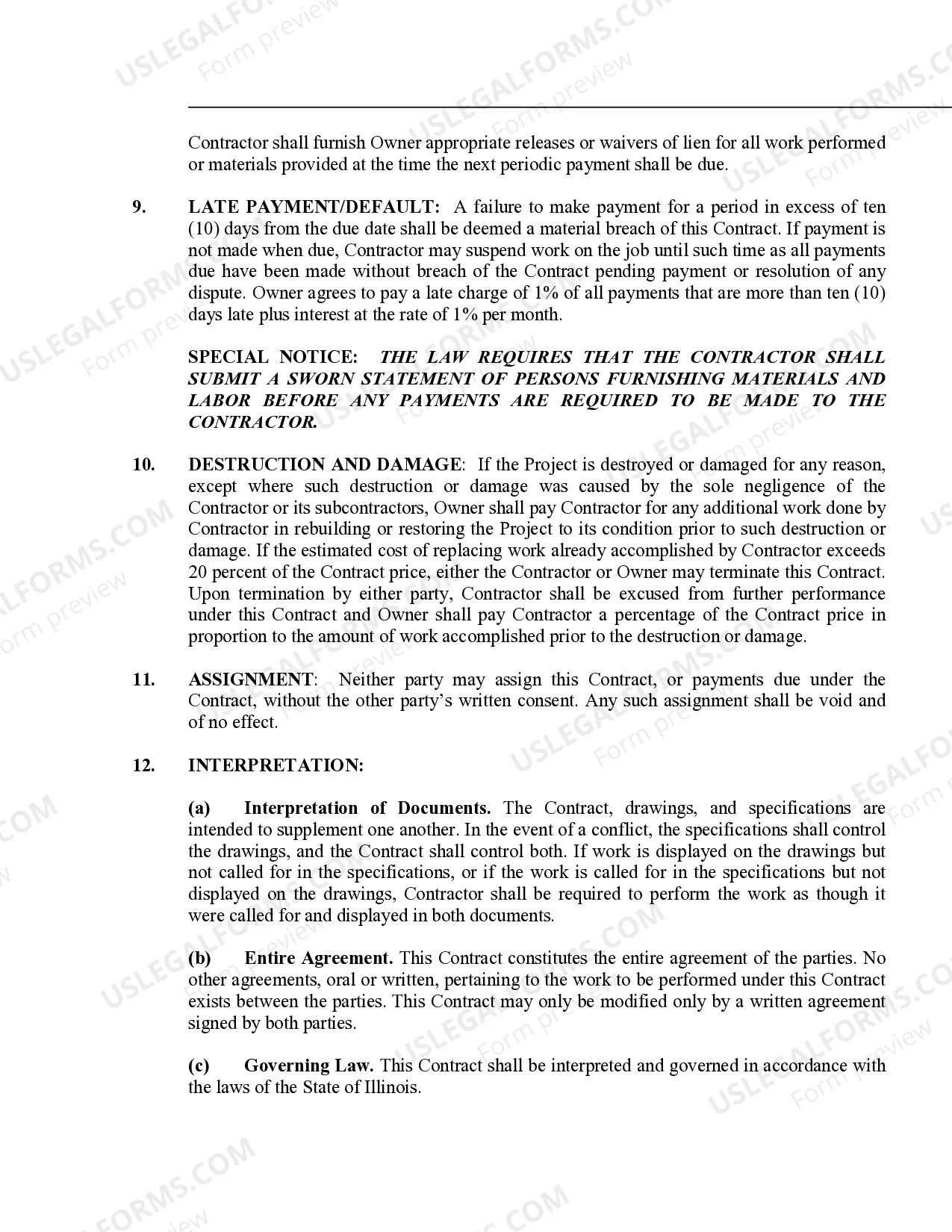 Preview Electrical Contract for Contractor