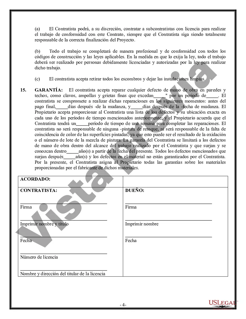 Preview Contrato de paneles de yeso de yeso para contratista