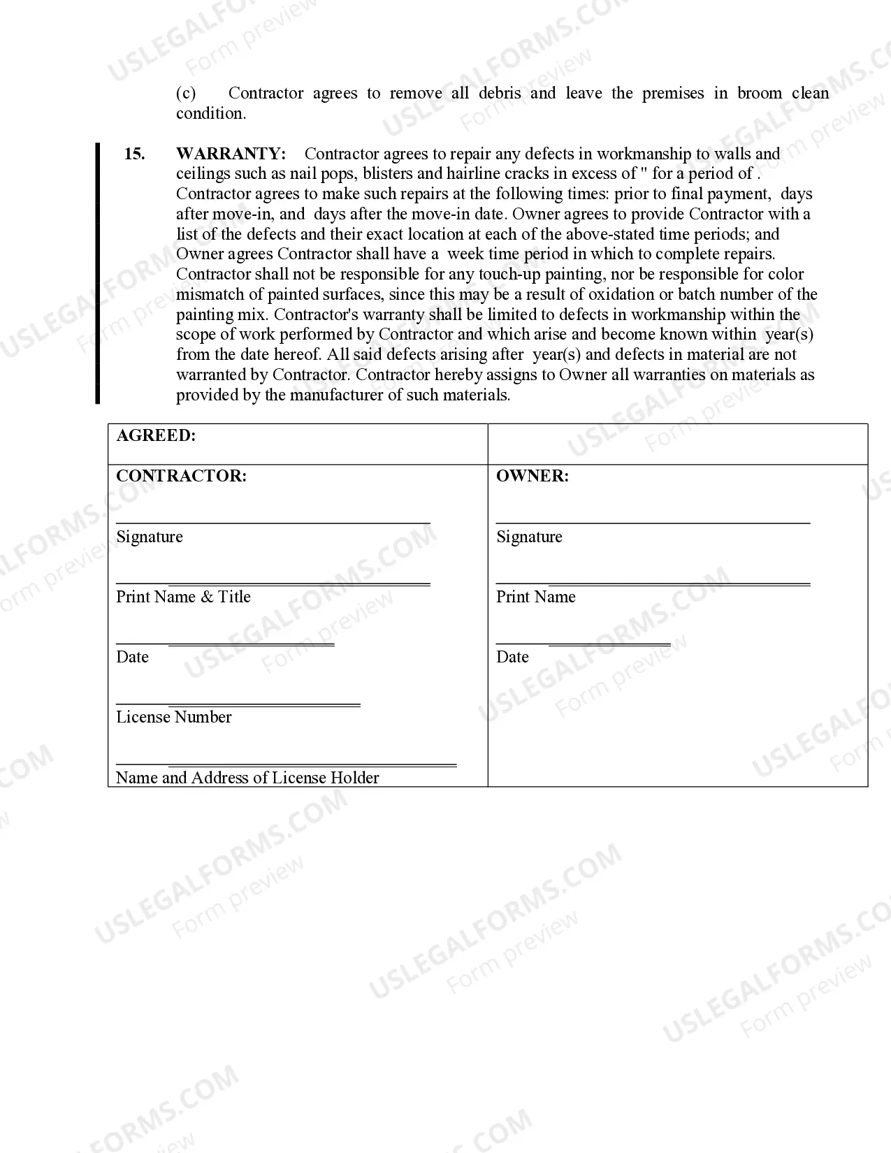 Preview Sheetrock Drywall Contract for Contractor