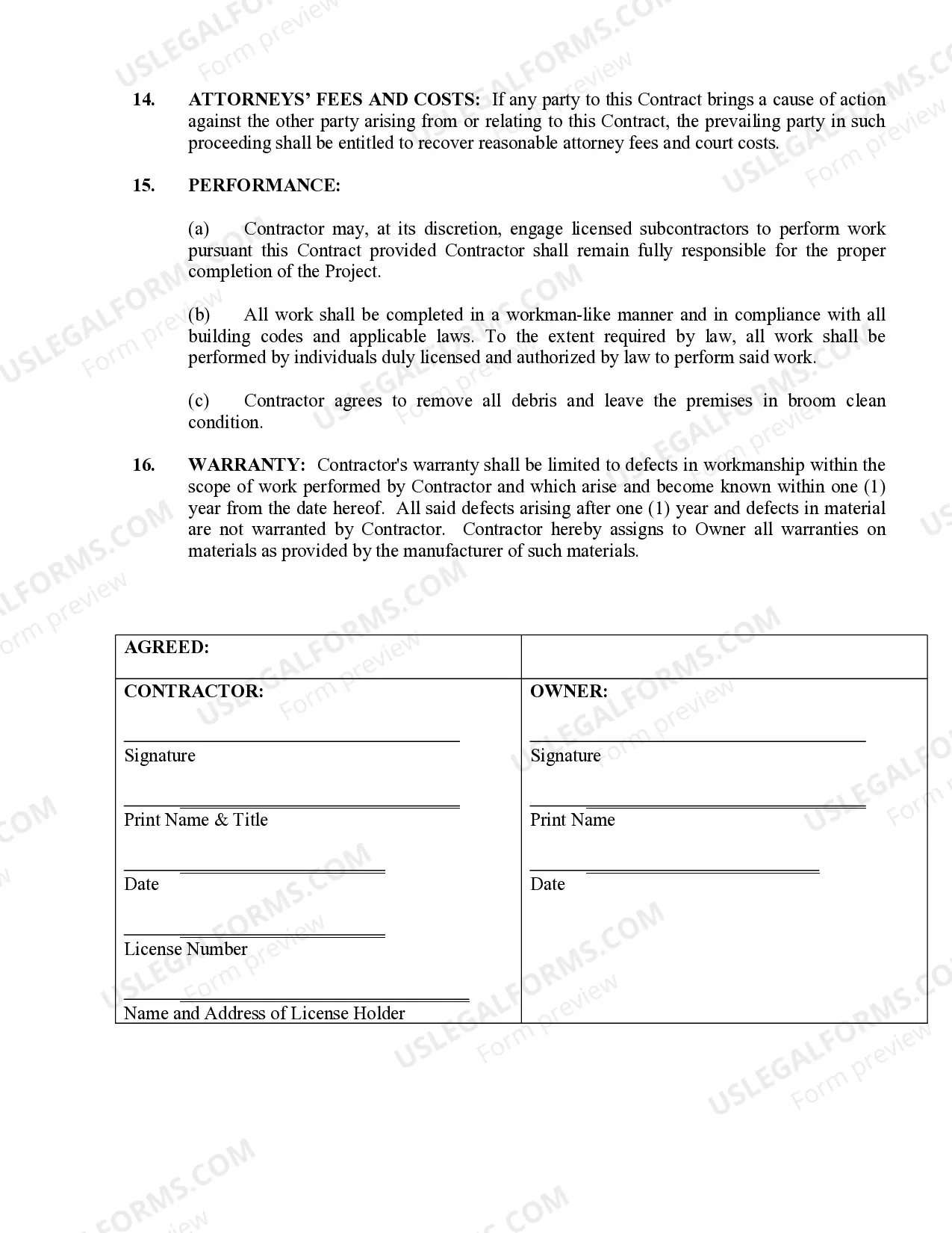 Preview Flooring Contract for Contractor