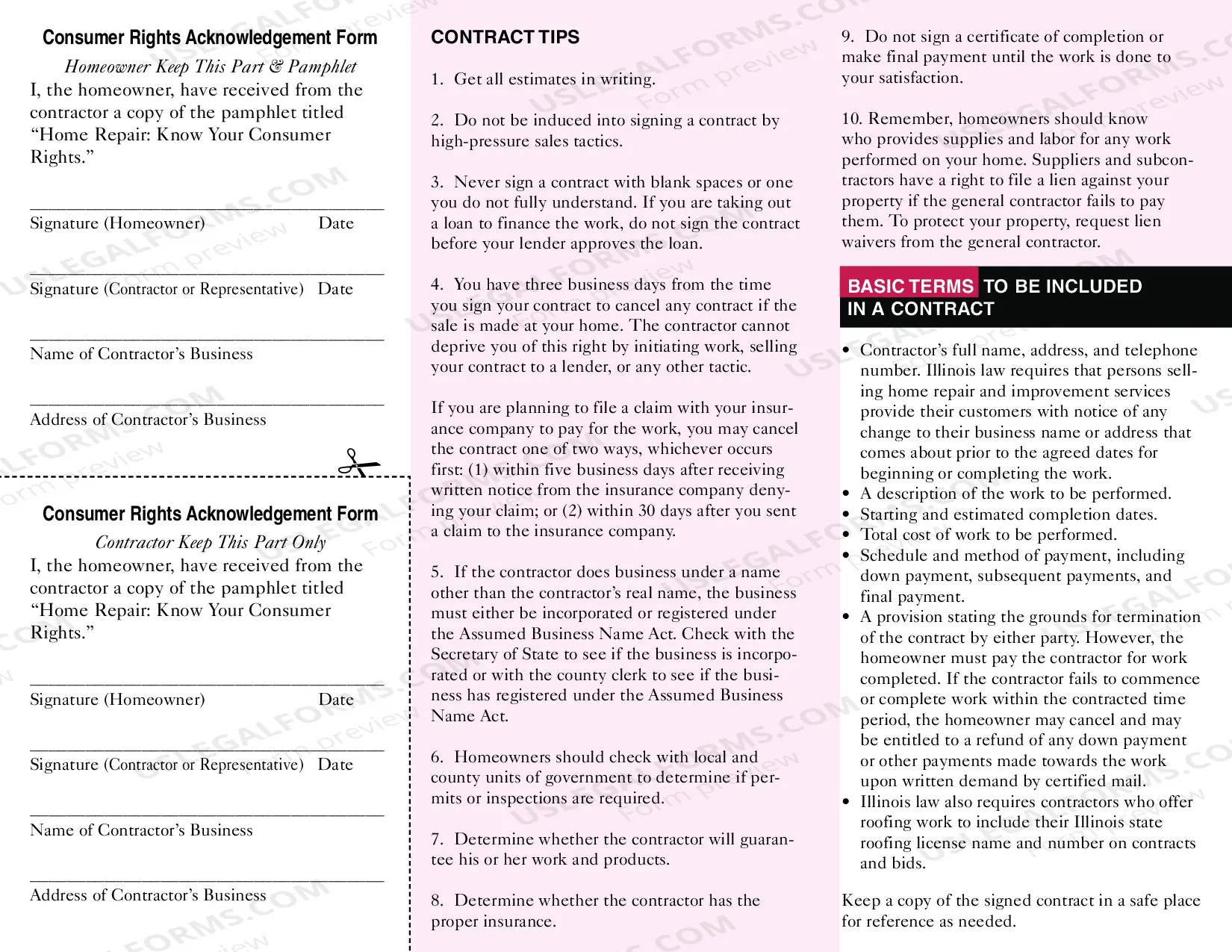 Preview Illinois Home Repair Consumer Rights Brochure
