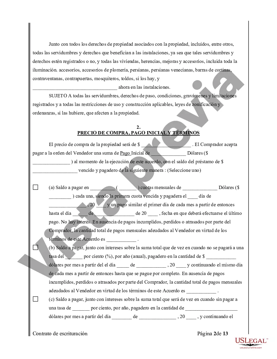 Preview Acuerdo o Contrato de Escritura de Venta y Compra de Bienes Raíces a/k/a Terreno o Contrato de Ejecución