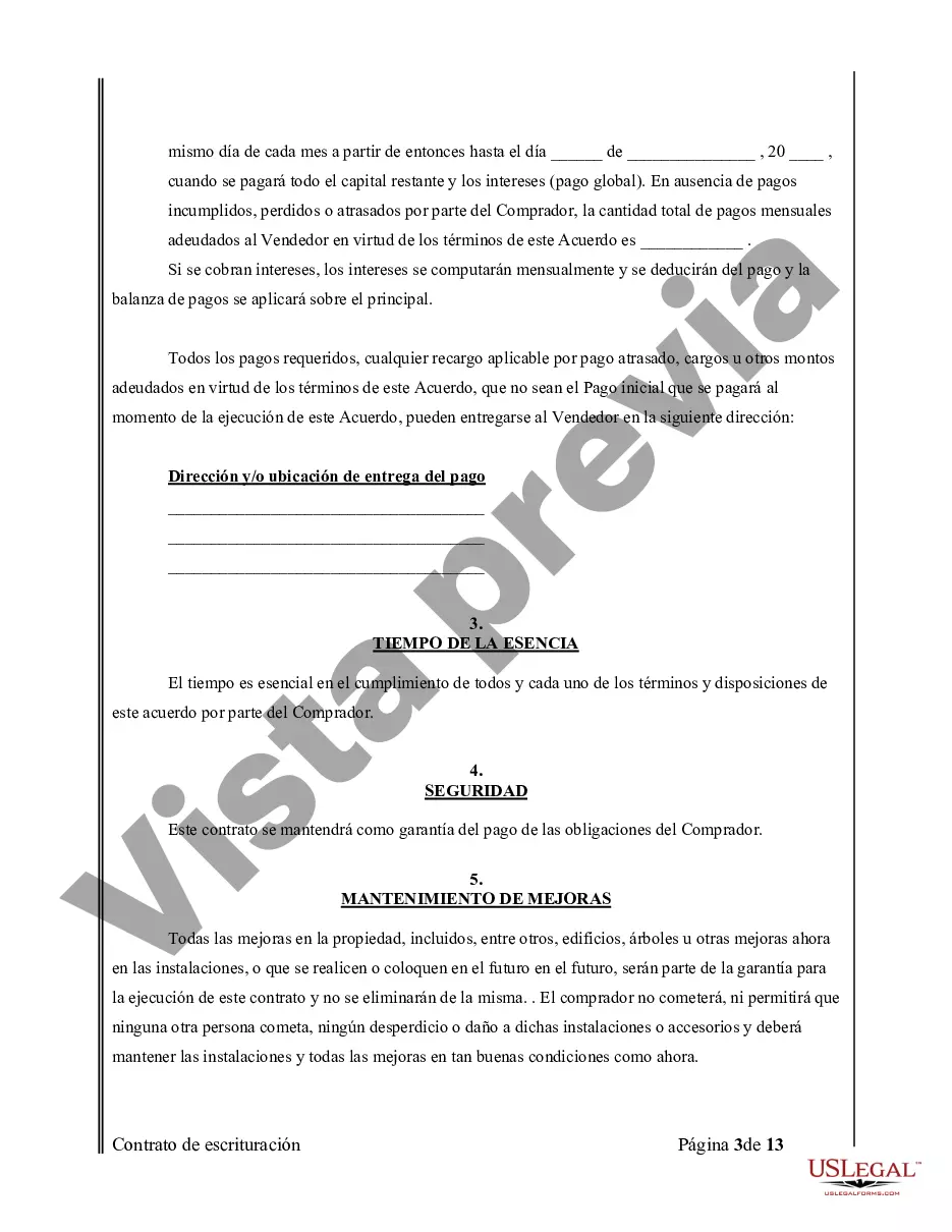 Preview Acuerdo o Contrato de Escritura de Venta y Compra de Bienes Raíces a/k/a Terreno o Contrato de Ejecución