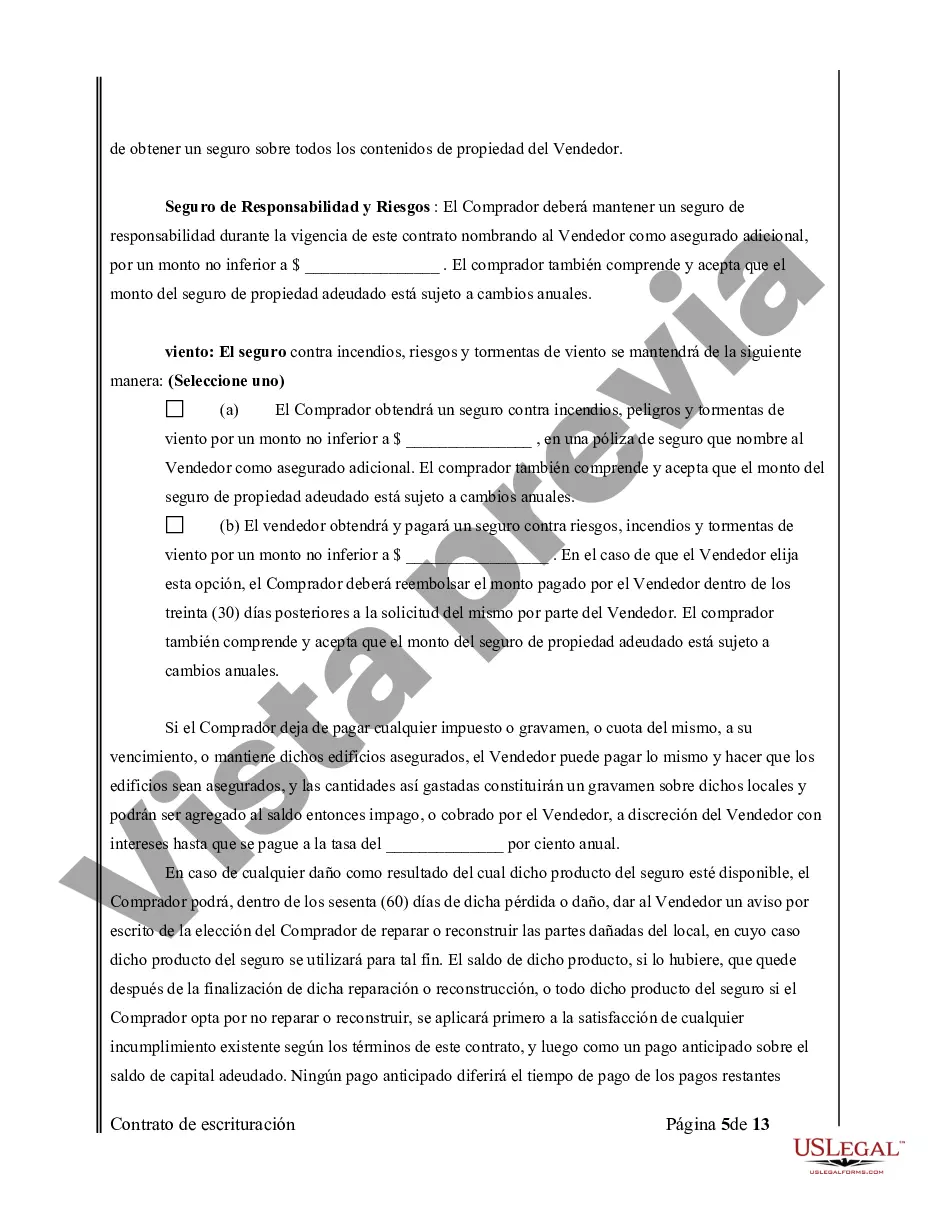 Preview Acuerdo o Contrato de Escritura de Venta y Compra de Bienes Raíces a/k/a Terreno o Contrato de Ejecución