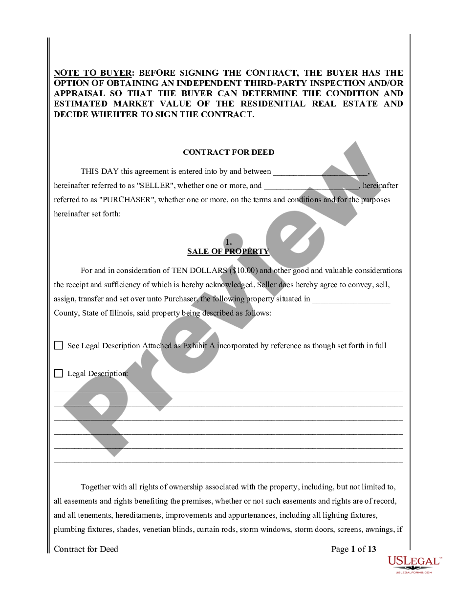 Contract for deed illinois template