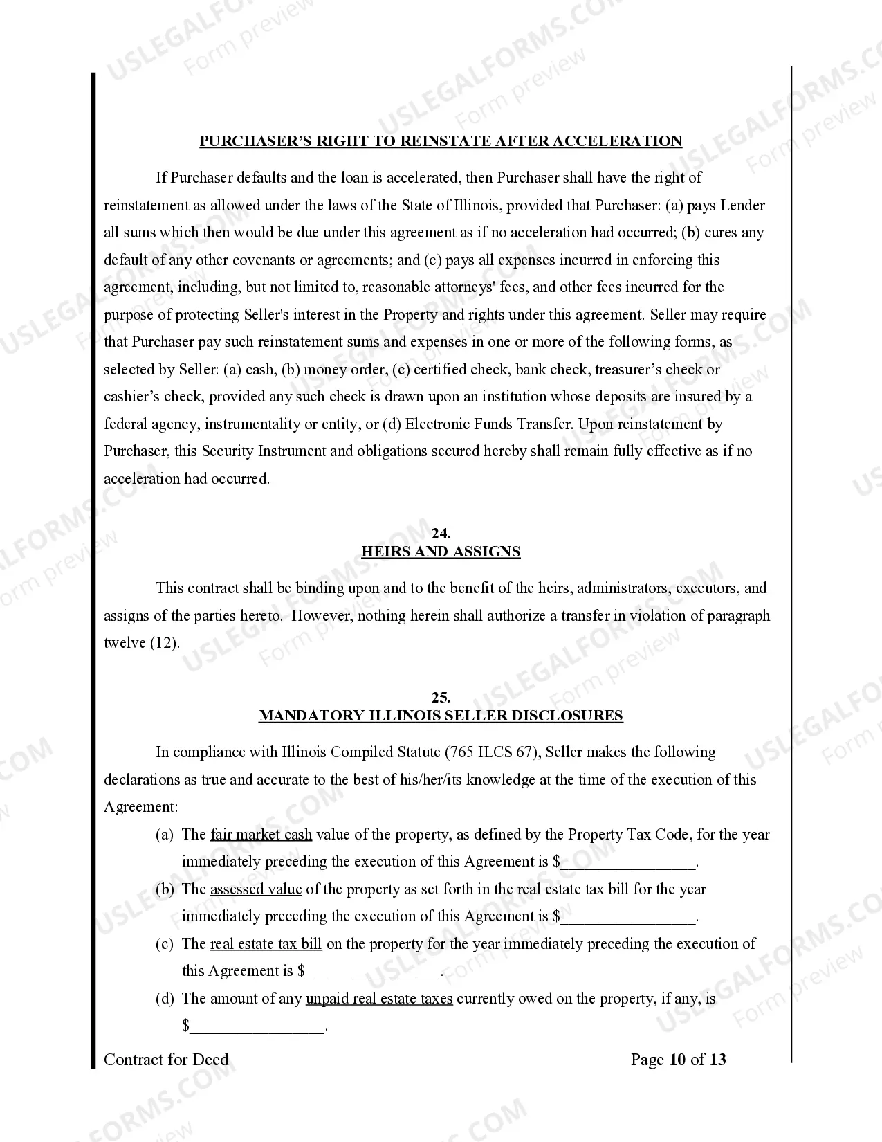 Preview Agreement or Contract for Deed for Sale and Purchase of Real Estate a/k/a Land or Executory Contract