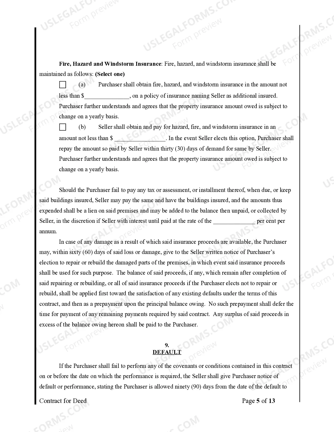 Preview Agreement or Contract for Deed for Sale and Purchase of Real Estate a/k/a Land or Executory Contract