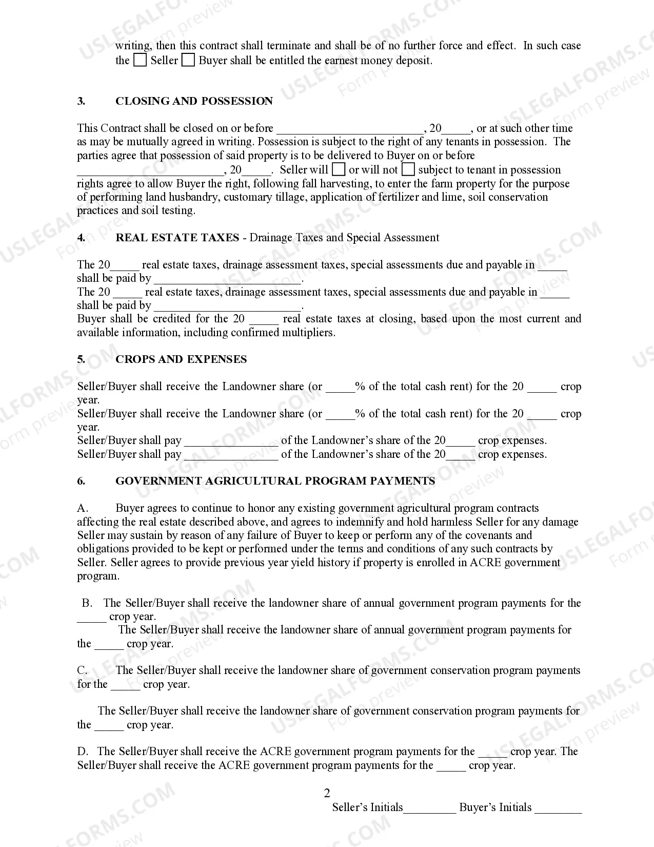 Preview Contract to Purchase Agricultural Land with Improvements
