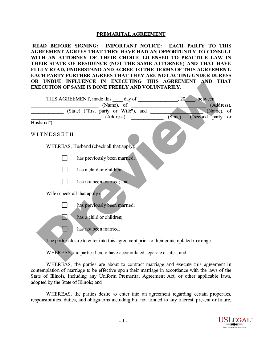 prenuptial agreement illinois template