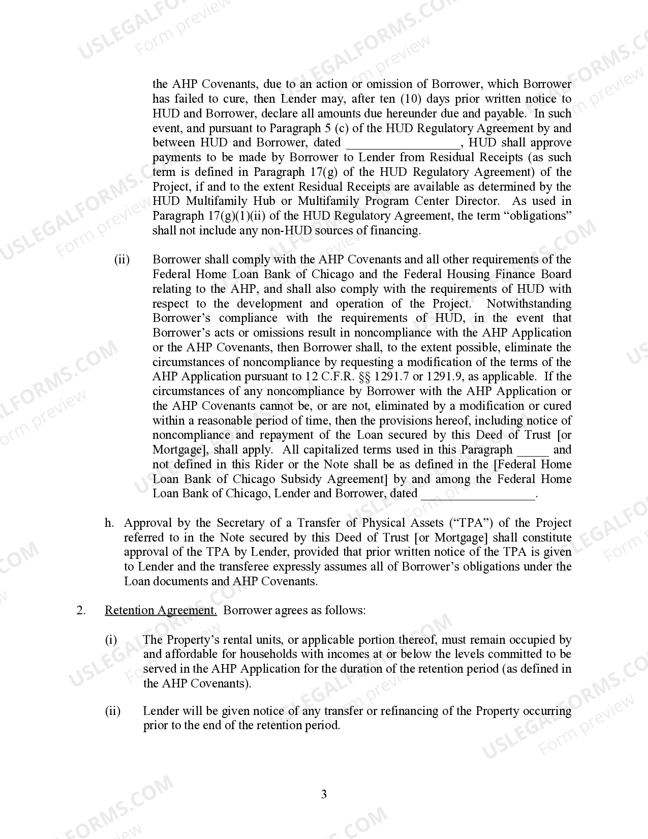 Illinois HUD Rider to Lender's Deed of Trust | US Legal Forms