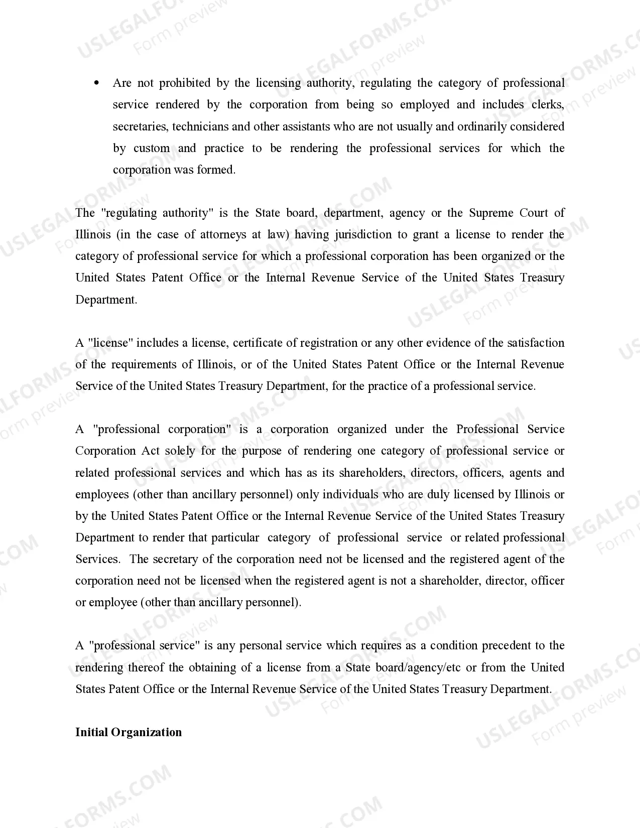 Preview Professional Corporation Package for Illinois