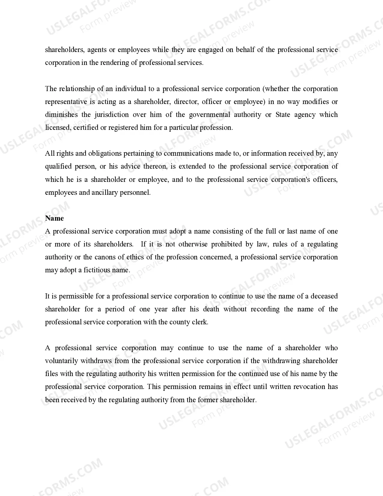 Preview Professional Corporation Package for Illinois