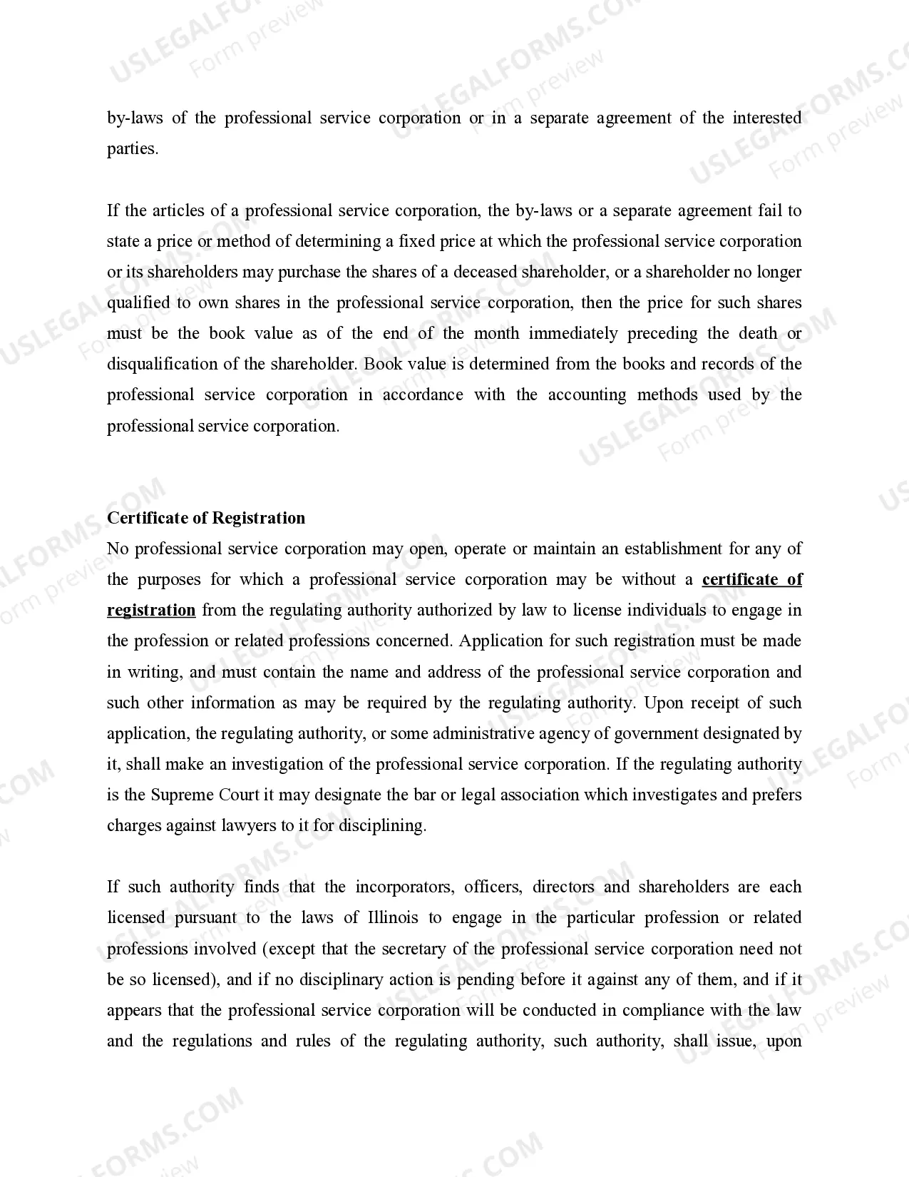 Preview Professional Corporation Package for Illinois