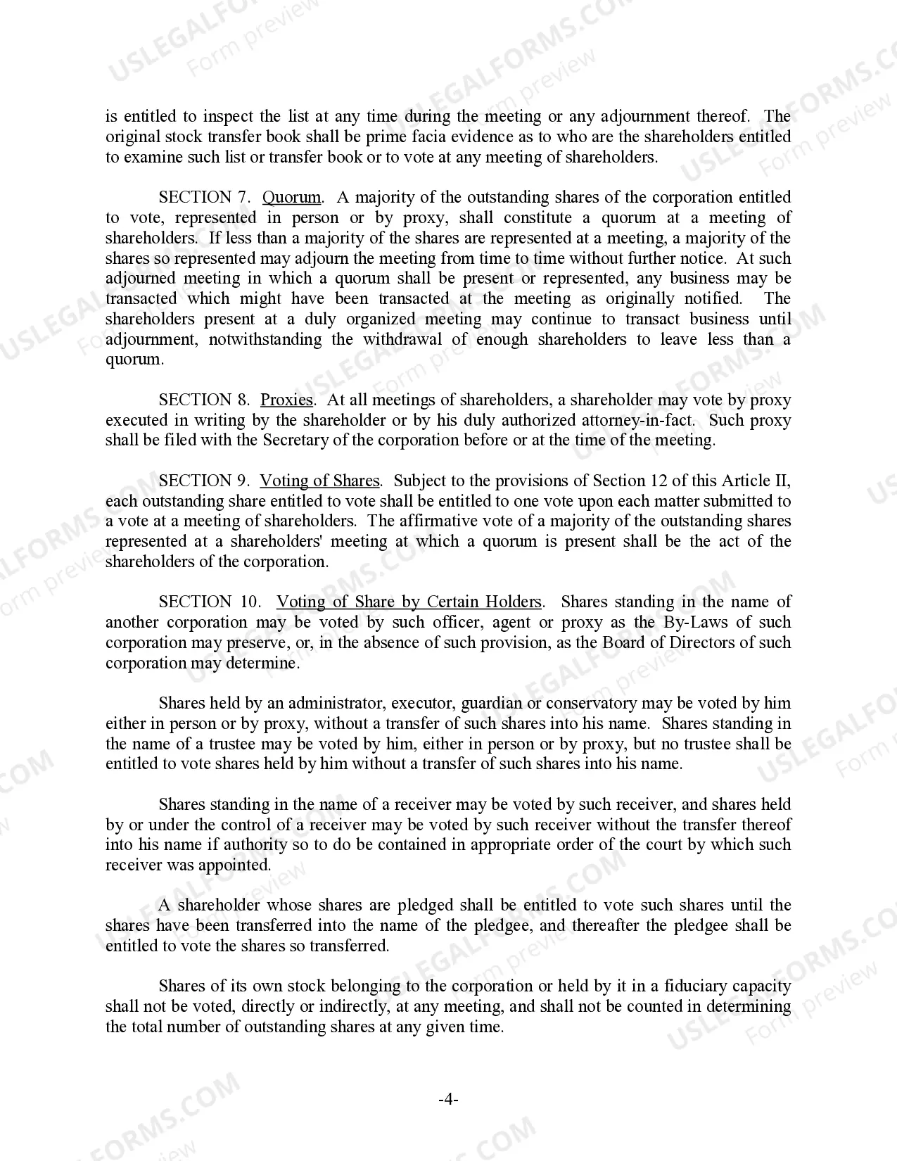 Preview Illinois Bylaws for Corporation