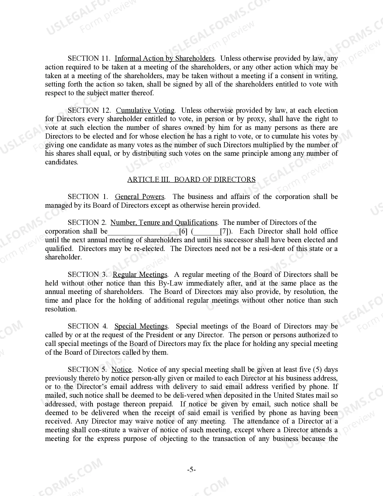 Preview Illinois Bylaws for Corporation