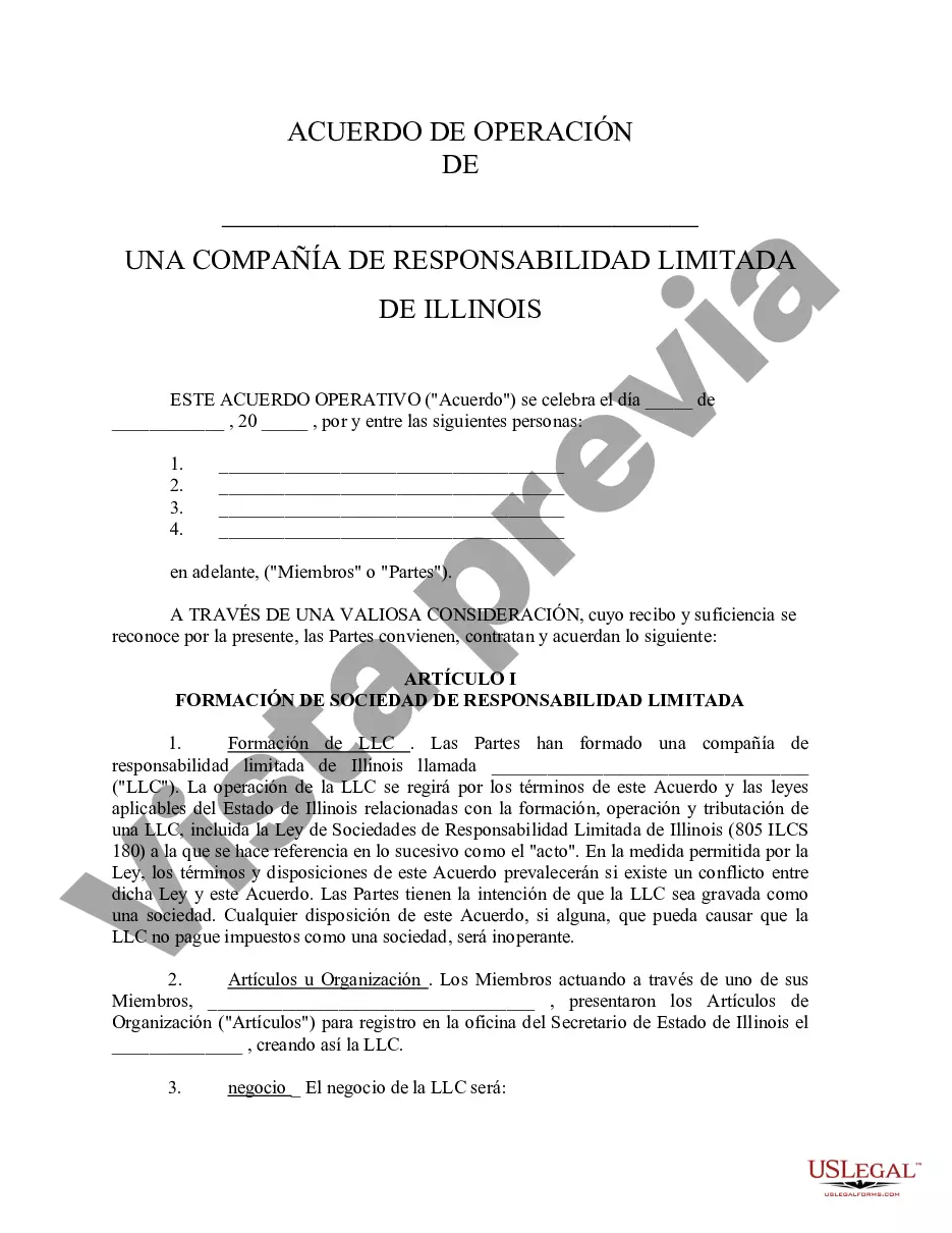 Preview Acuerdo Operativo de Sociedad de Responsabilidad Limitada LLC