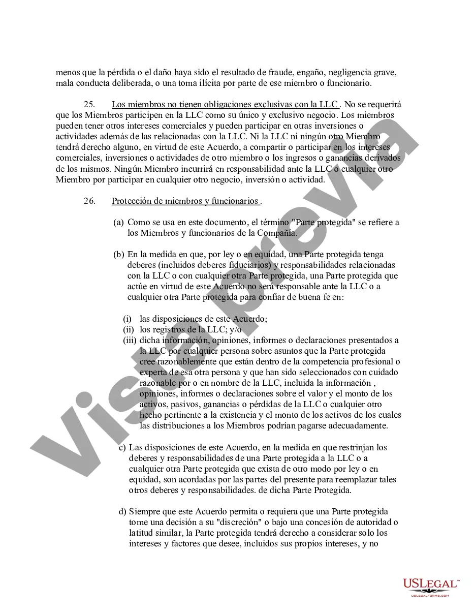 Preview Acuerdo Operativo de Sociedad de Responsabilidad Limitada LLC