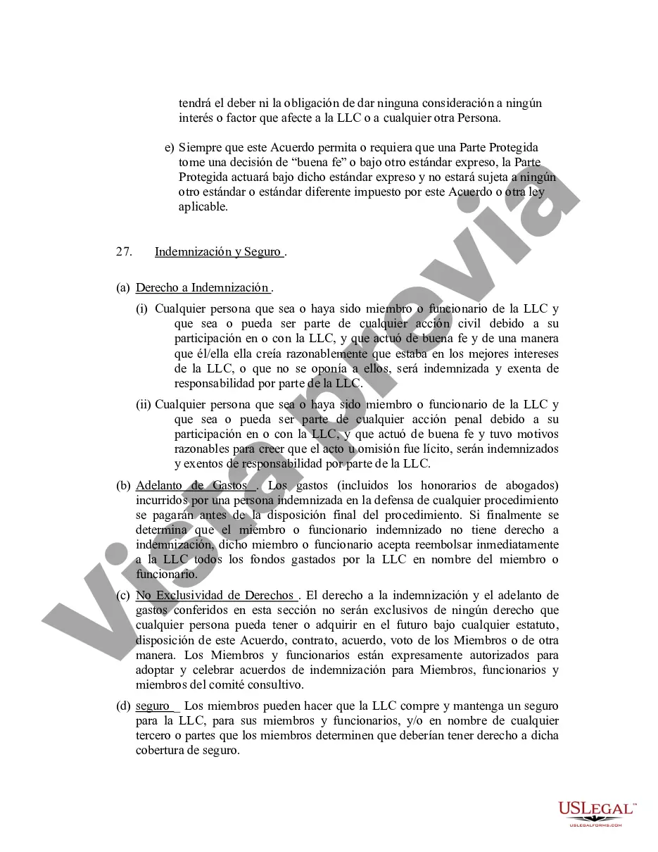 Preview Acuerdo Operativo de Sociedad de Responsabilidad Limitada LLC
