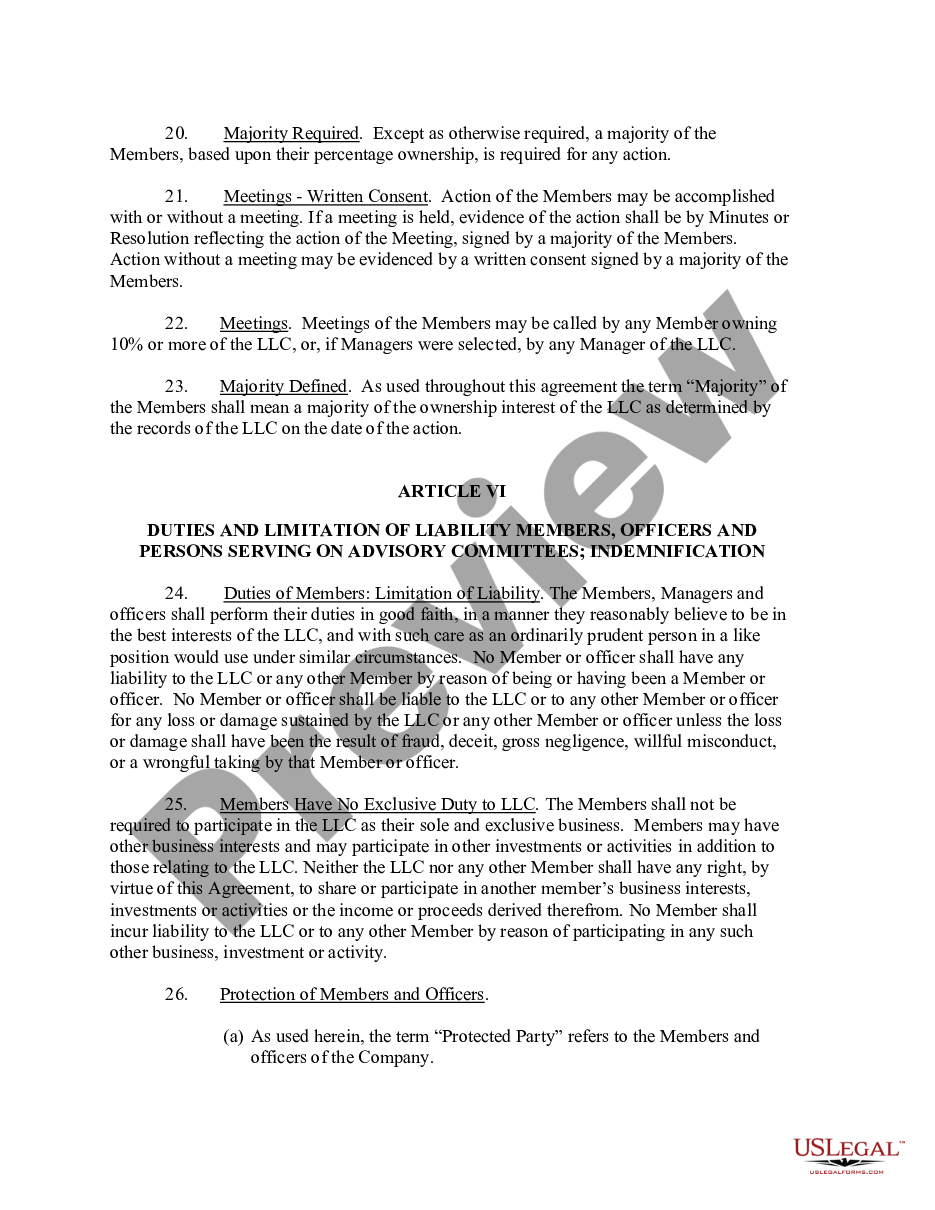 page 6 Limited Liability Company LLC Operating Agreement preview