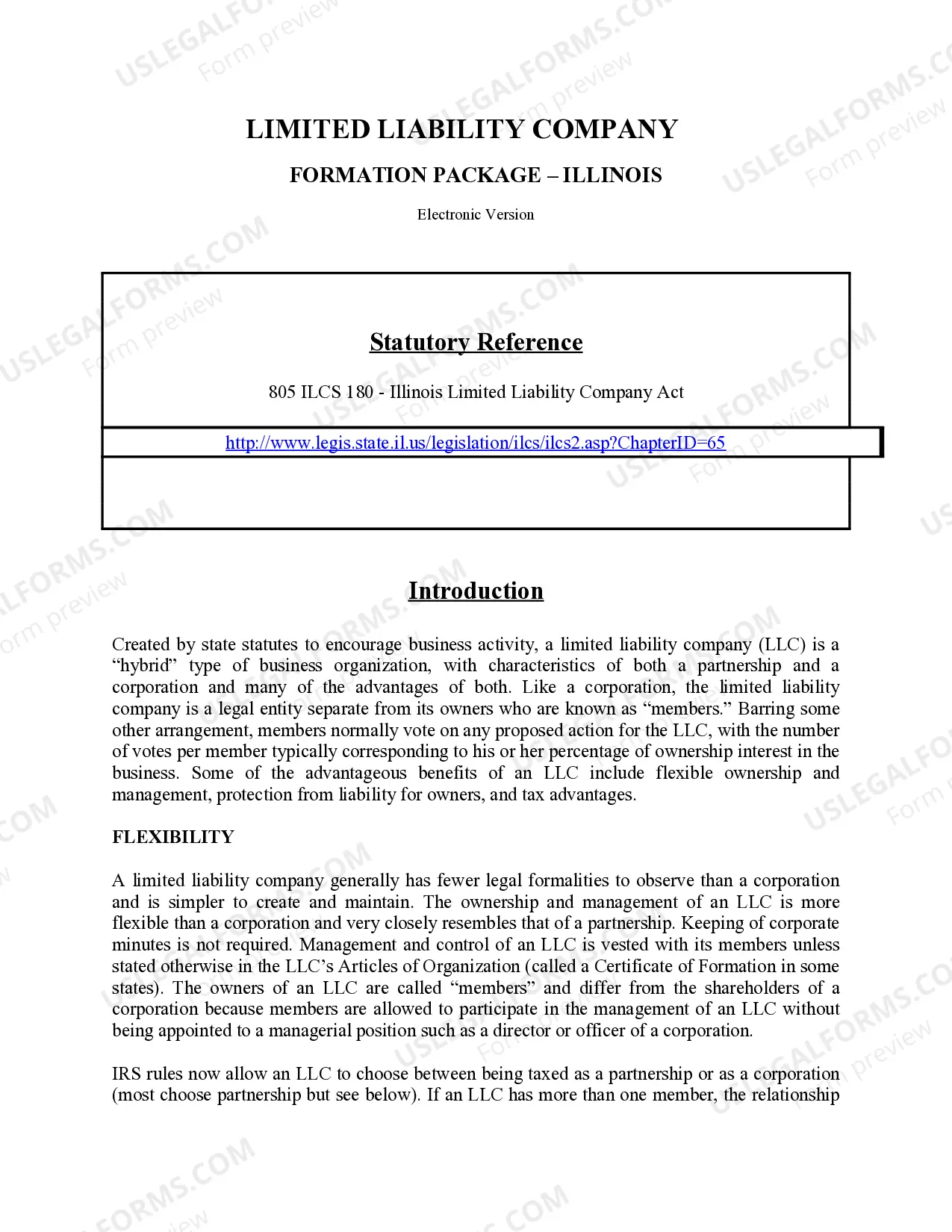 Preview Illinois Limited Liability Company LLC Formation Package