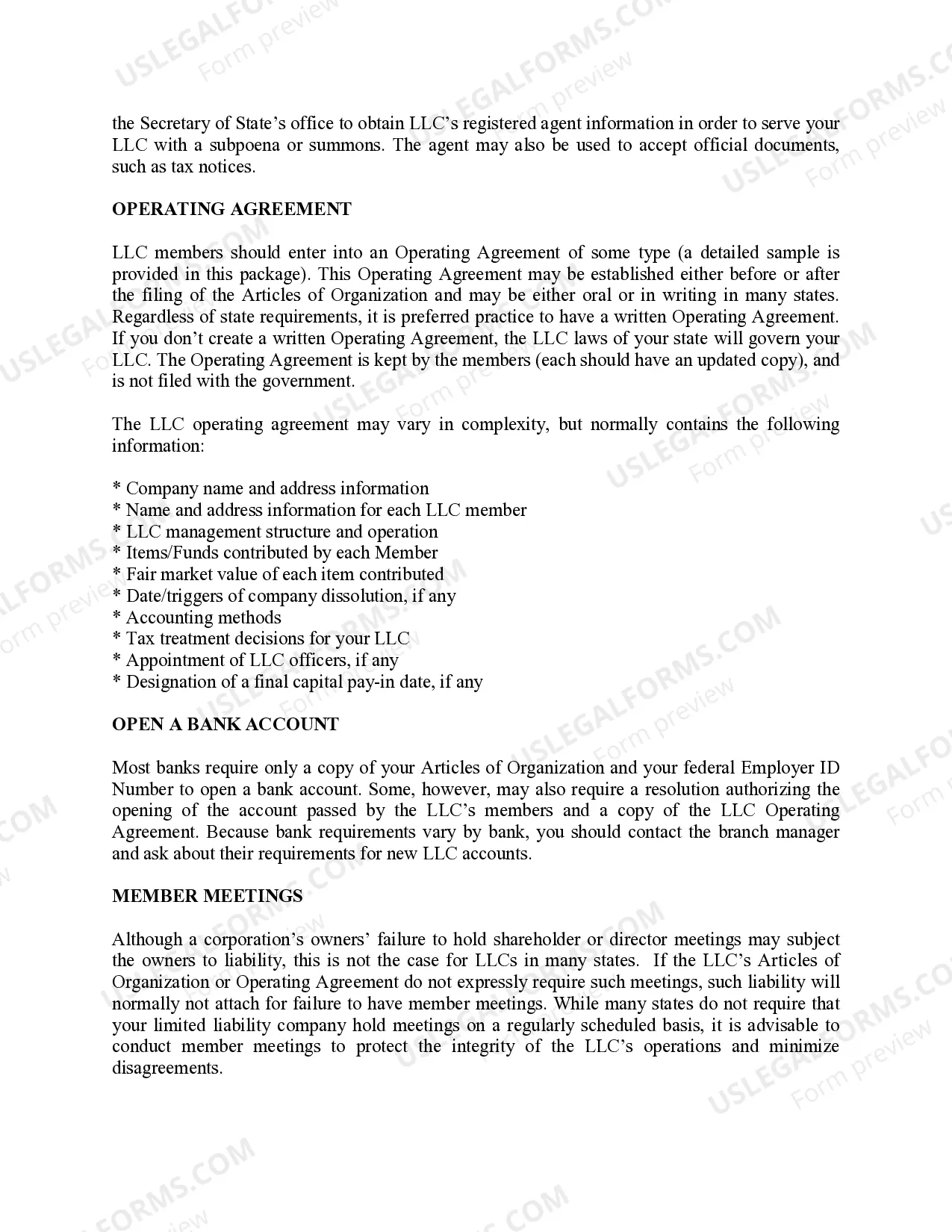 Preview Illinois Limited Liability Company LLC Formation Package