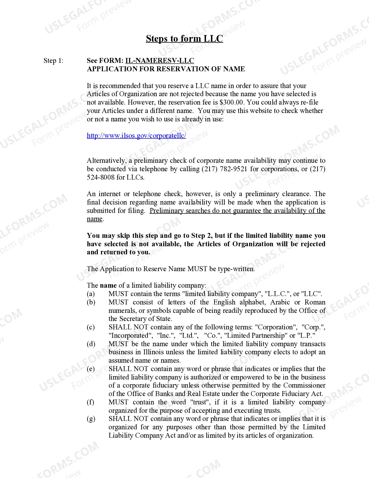 Preview Illinois Professional Limited Liability Company PLLC Formation Package.