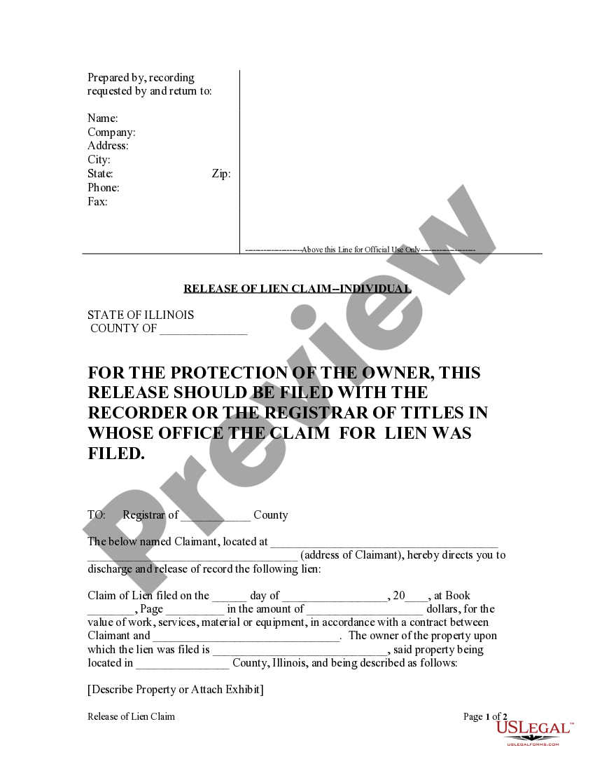 Illinois Release of Filed Lien Claim Mechanic Liens How Long Is A