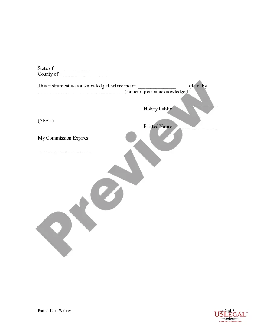 Get Partial Lien Waiver - Mechanic Liens Preview Partial Lien Waiver - Mechanic Liens