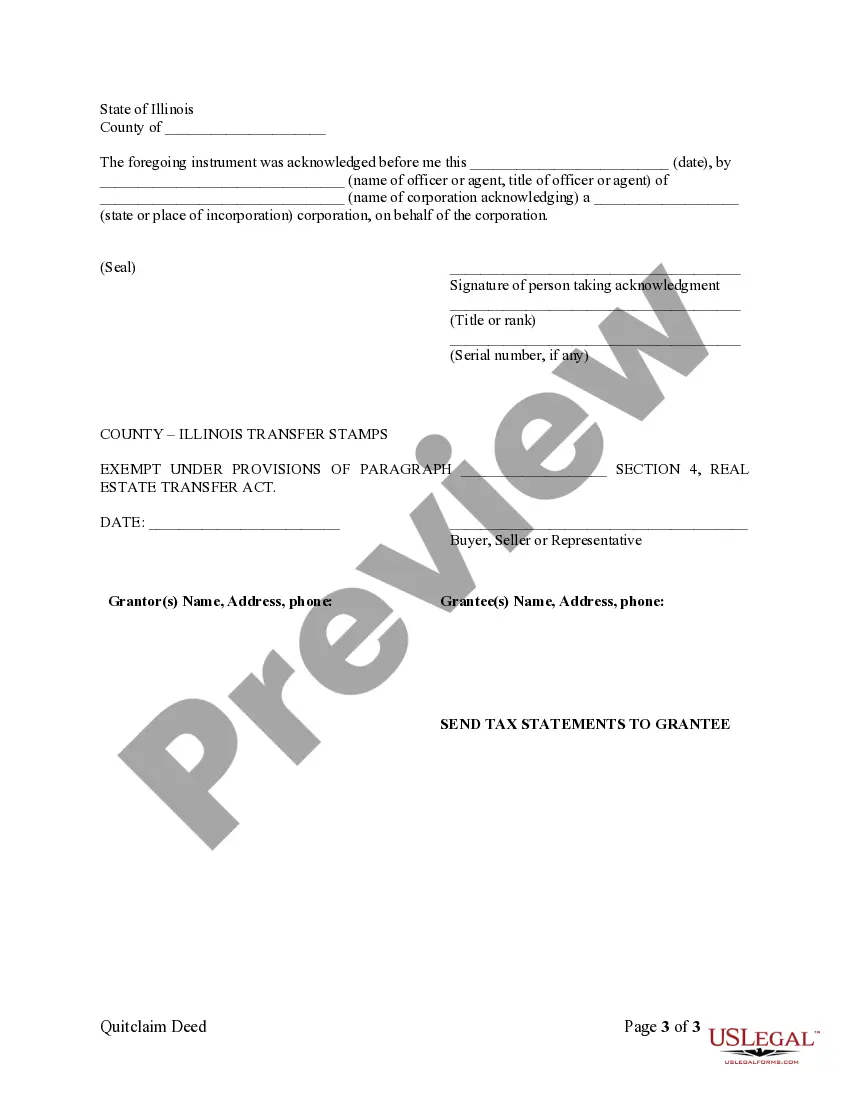 Preview Quitclaim Deed from Corporation to Two Individuals