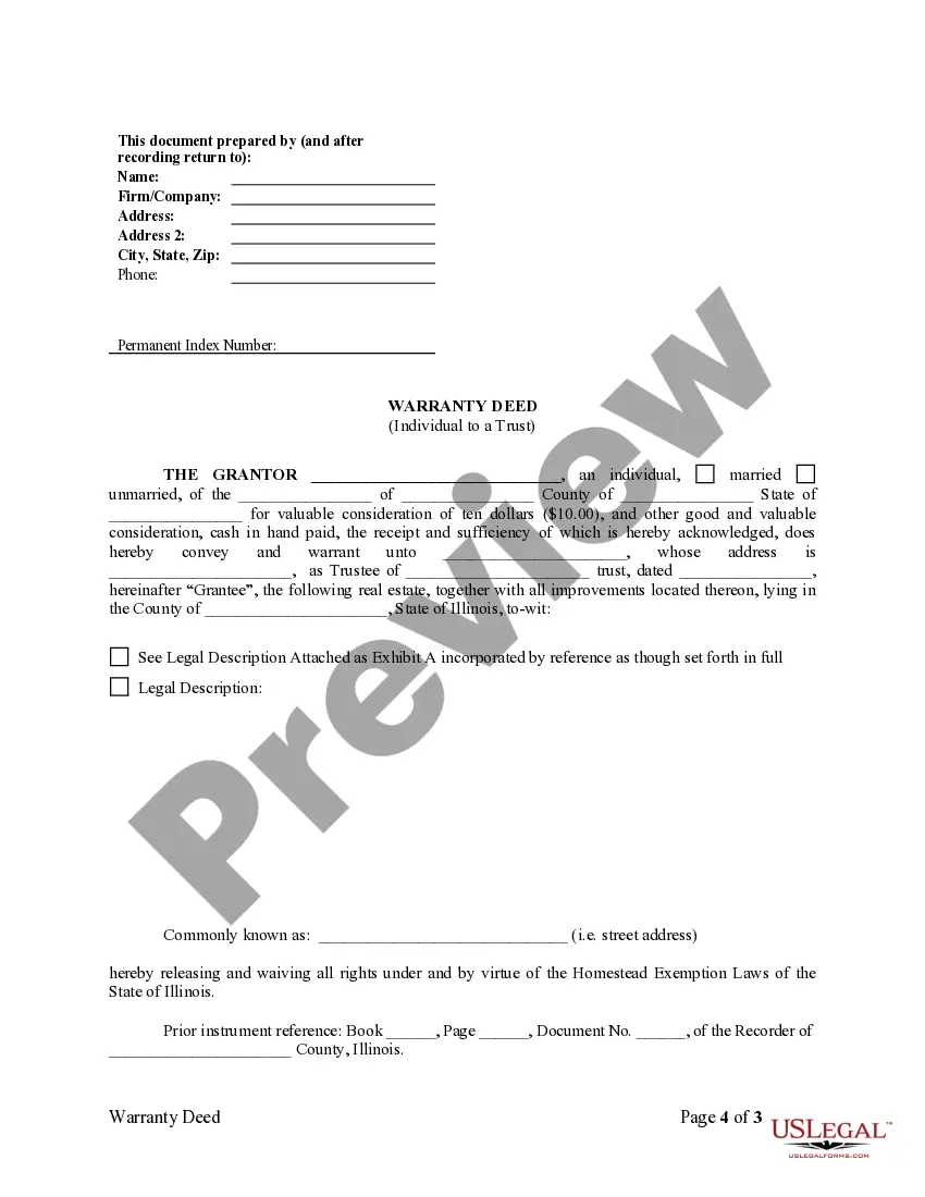 Preview Warranty Deed from Individual to a Trust