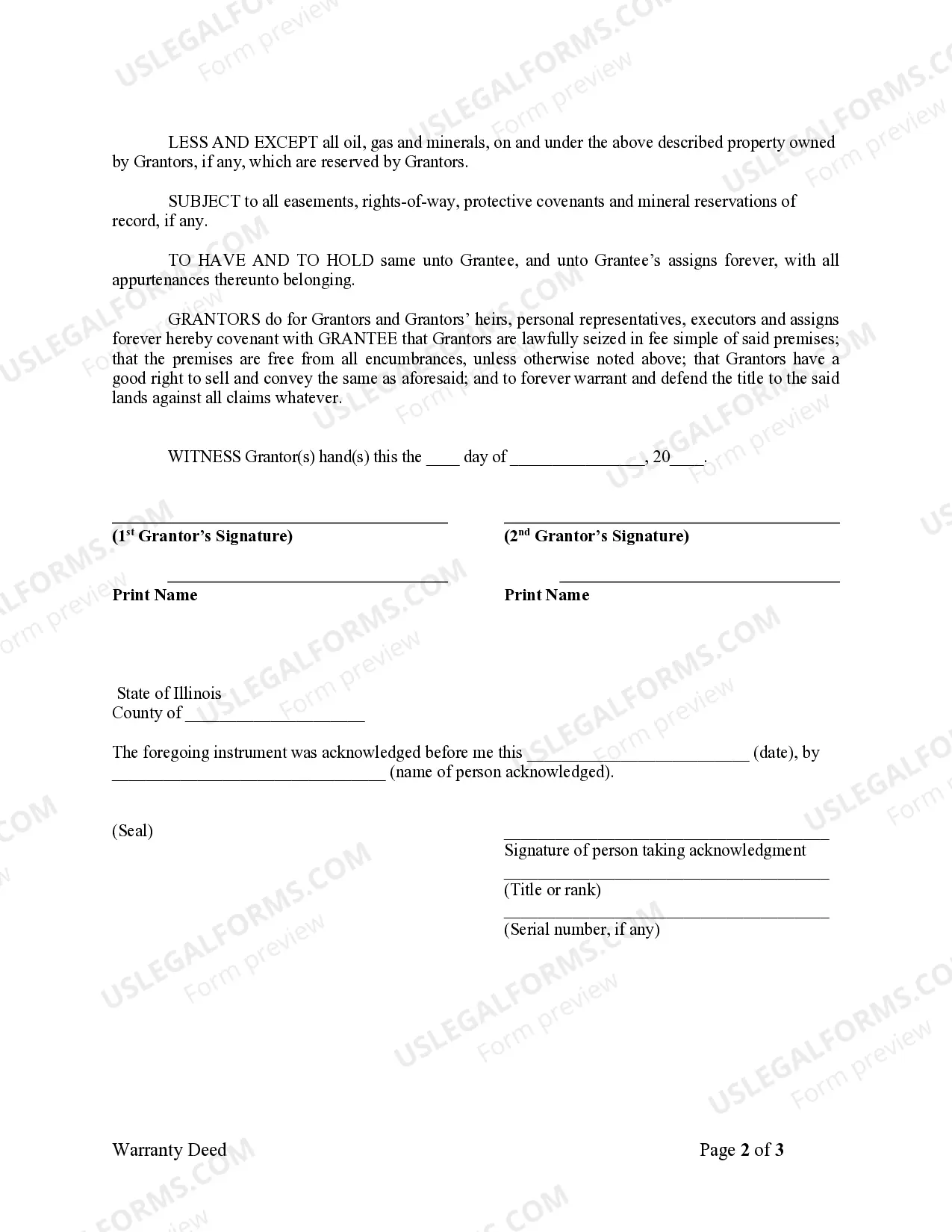 Preview Warranty Deed from Husband and Wife to a Trust