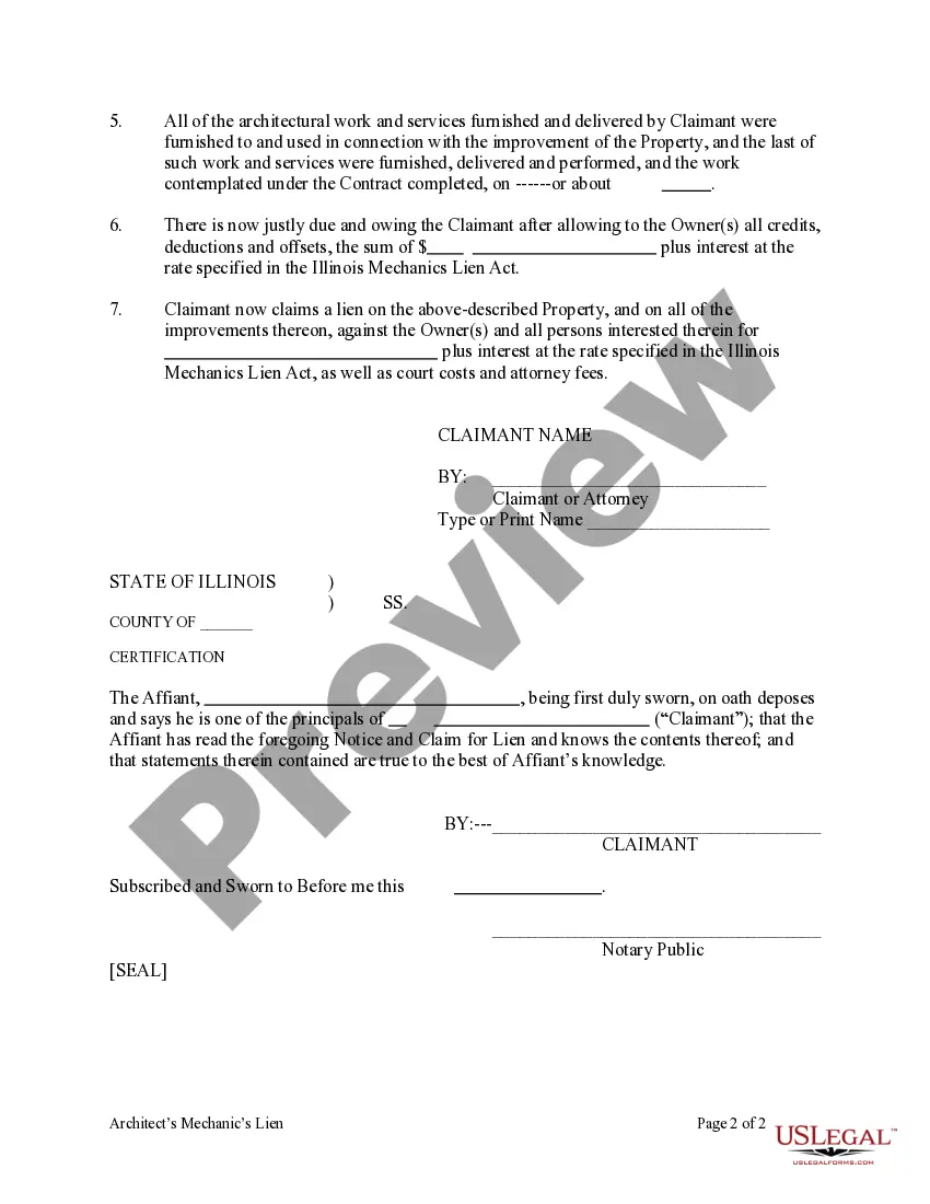 Preview Architect - Mechanic's Lien - Notice and Claim - Individual