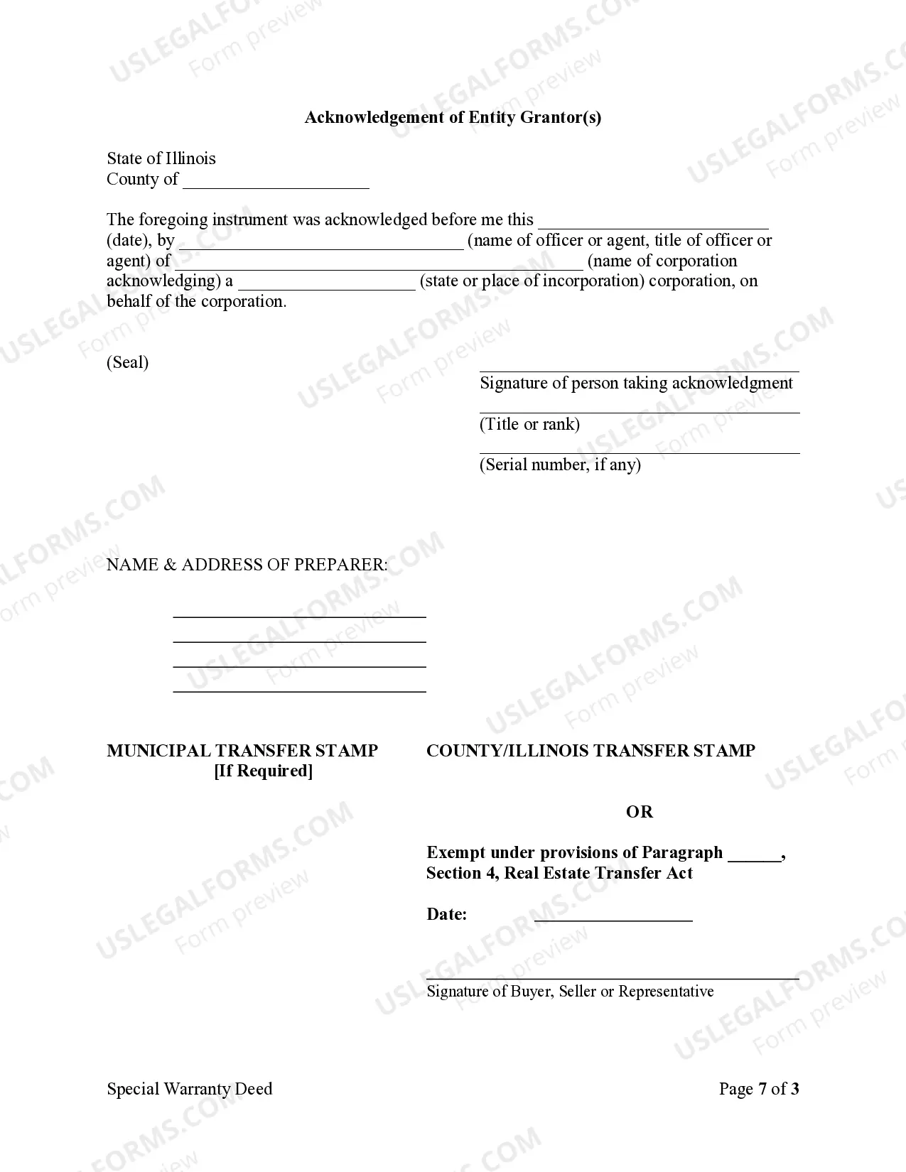 Preview Special Warranty Deed