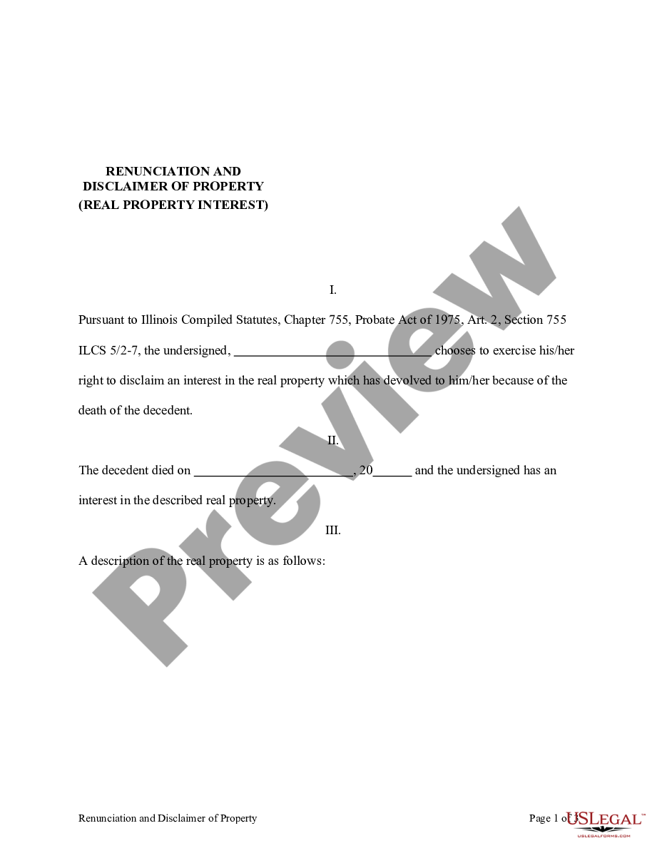 page 0 Illinois Renunciation and Disclaimer of Real Property Interest preview